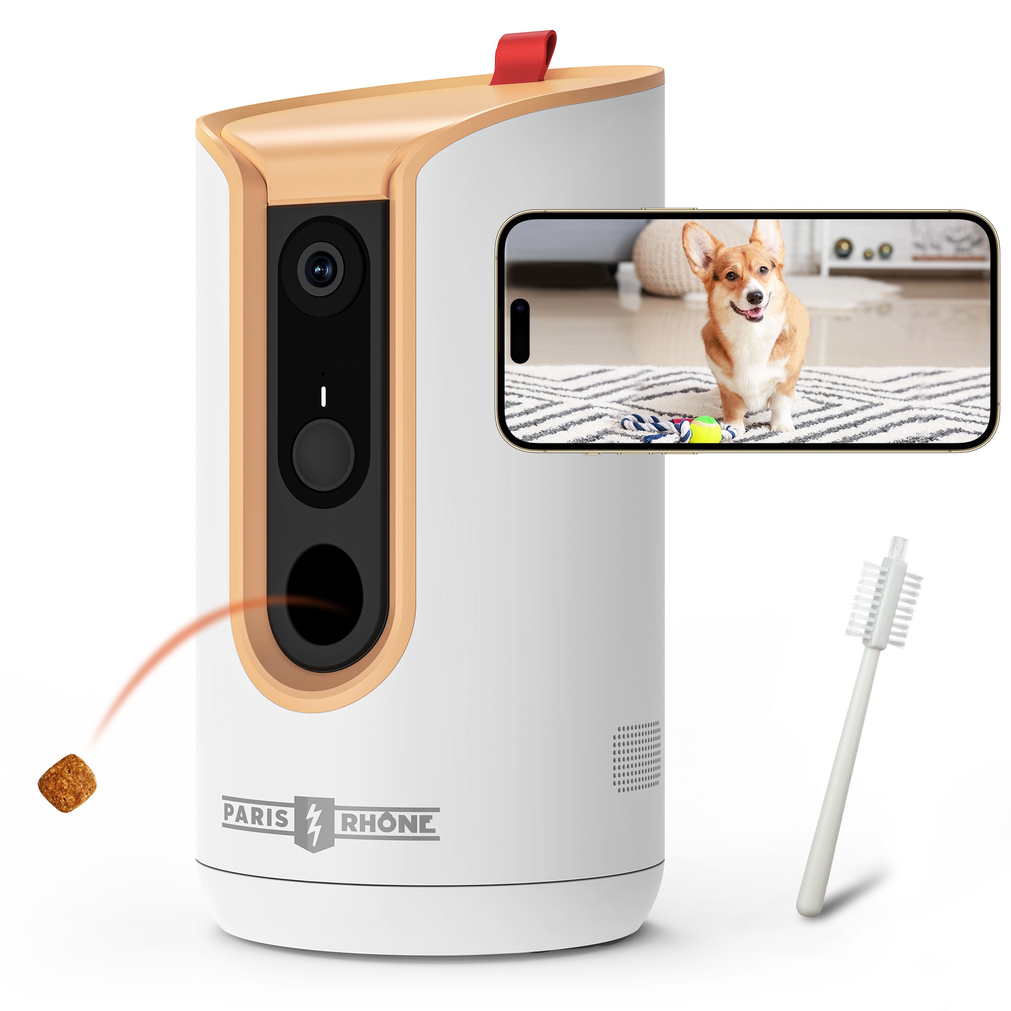 PARIS RHÔNE PA001 Dog Camera Treat Dispenser,360° View 2K Night Vision