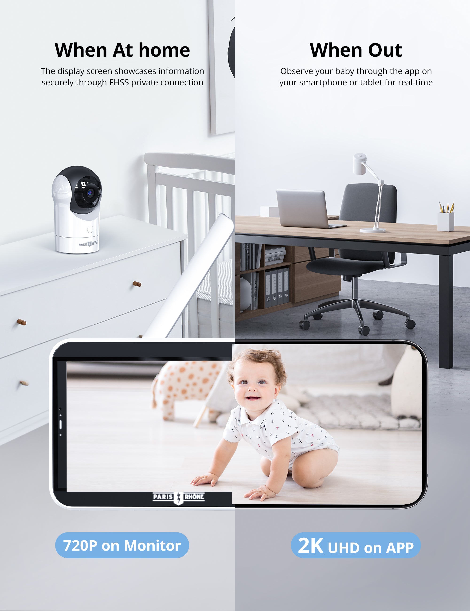 Paris Rhône 2K HD Video Baby Monitor With Smart App